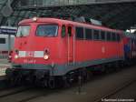 R�ckfahrt nach Darmstadt mit 110 401-7 bei der Bereitstellung im Berliner Hbf.