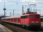 110 435-5 schiebt den Leerpark f�r die RB 30528 nach Wesel aus dem Deutzerfeld zum K�lner BBF durch den Bahnhof K�ln-Deutz.