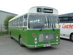 NNN 7M,  a 1974 ECW DP47F bodied Bristol RELH6L, new to Mansfield District as fleet number MC7, is seen at the Plaxton works in Scarborough, North Yorkshire, at an event.