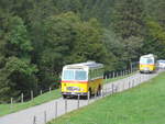 FBW/632059/197756---mueller-ennetmoos---nw (197'756) - Mller, Ennetmoos - NW 23'167 - FBW/Gangloff (ex Rentsch, Gunten; ex P 23'203; ex P 21'003) + Frutig, Birmensdorf - ZH 560'883 - FBW/FHS (ex P 23'217) am 16. September 2018 in Meiringen, Scheideggstrasse 