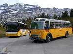 FBW/864755/267484---flueck-brienz---nr (267'484) - Flck, Brienz - Nr. 24/BE 868'724/PID 11'593 - Iveco (Einsatz Engstlenalp-Bus) + Gast, Reutigen - Nr. 1/BE 24'079 - FBW/FHS (ex Lambach, Gommiswald; ex Hotz, Rickenbach bei Wil/TG; ex P 24'079; ex P 21'579) am 22. September 2024 auf der Engstlenalp