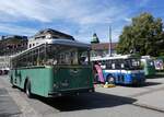 (266'798) - TPF Fribourg - Nr. 33/FR 300'450 - Saurer/Hess (ex Oldtimer Club 33, Tafers Nr. 33; ex GFM Fribourg Nr. 33) am 7. September 2024 in Fribourg, Place Georges Python