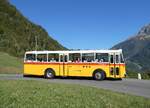 (291'215) - Gast, Reutigen - BE 113'160 - Saurer/T�scher (ex HP Trans, Thusis; ex Mauerhofer, Worb; ex Erni, Schupfart Nr. 3; ex P 24'636) am 27. September 2026 in Innertkirchen, Haberen
