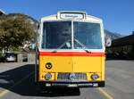 (291'229) - Gast, Reutigen - BE 113'160 - Saurer/T�scher (ex HP Trans, Thusis; ex Mauerhofer, Worb; ex Erni, Schupfart Nr. 3; ex P 24'636) am 27. September 2026 in Meiringen, Postautostation