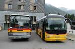 (280'073) - Buzzi, Bern - BE 910'789 - Mercedes (ex Mattli, Wassen/PID 2295) + PostAuto Bern - Nr. 71/BE 412'072/PID 11'071 - MAN (ex PostAuto Zentralschweiz Nr. 20; ex Dillier, Sarnen Nr. 20) am 8. September 2025 in Andermatt, Bahnhofplatz