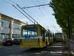 (249'620) - transN, La Chaux-de-Fonds - Nr. 102 - NAW/Hess Gelenktrolleybus (ex TN Neuchtel Nr. 102) + Nr. 101 - NAW/Hess Gelenktrolleybus (ex TN Neuchtel Nr. 101) am 5. Mai 2023 in Neuchtel, Dpt