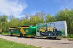 FBW Oldtimer Bus,umgebaut als Reisemobil mit Anhnger fr den Transport eines Oldtimers am 25.4.2015 in Wieselburg/Niedersterreich beim Oldtimertreffen der Fa.Kerschner gesehen.