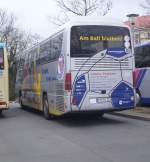 Mercedes Tourismo von Havelbus fr den 1.FFC Turbine Potsdam in Potsdam.