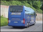 Mercedes Travego von Anker aus Deutschland im Stadthafen Sassnitz.