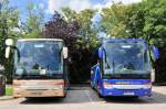 2 mal SETRA aus GB,rechts ein 416 GT- HD am 30.6.2013 in Krems an der Donau.