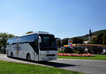 Volvo 9700 mit Radanhnger von Thiesing Reisen aus der BRD in Krems gesehen.