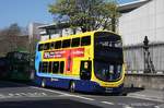 Doppeldecker Stadtbus Volvo am 8.4.2017 in der City von Dublin.