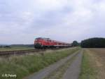 218 213-7 zieht bei Oberteich den freitags-Sch�ler-verst�rkungszug.