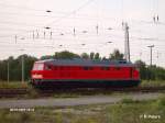 232 358-2 legt bei einer Probefahrt vom AW Cottbus in Eisenh�ttenstadt eine Pause ein.