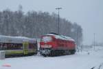 232 359-0 abgestellt im verschneiten Marktredwitz.