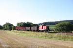 363 814-5 mit leerne Holzzug bei Unterth�lau.