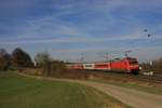101 062-8 schiebt bei Fahlenbach den RE4014 nach N�rnberg.
