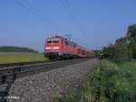 111 166-5 mit RE4255 Treuchtlingen - M�nchen bei P�lling.