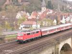 111 202-6 verl�sst Gem�nden mit einer RB Schweinfurt.