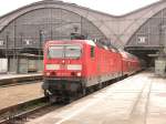 143 927-2 verl�sst Leipzig HBF mit RB Lutherstadt Wittemberg.