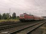 143 955-3 verl�sst Eisenh�ttenstadt mit ein RE nach Cottbus.