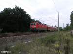 143 877-9 verl�sst Eisenh�ttenstadt mit ein RB11 Cottbus.