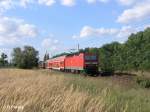 143 360-6 und 112 188 ziehen kurz vor Eisenh�ttenstadt den RB11 Cottbus.