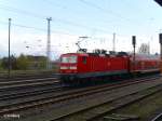 143 305-1 schiebt die RB11 Frankfurt/Oder in den Bahnhof Eisenh�ttenstadt.