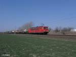 155 218-1 mit kurzer gemischter G�terzug bei Podelwitz.
