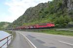 155 032-6 mit dem 51311 K�ln-Gremberg - Mannheim RBF kurz hinter der Loreley.