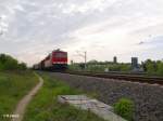 155 099-5 mit einem gemischtem G�terzug in Schkeuditz.