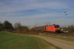 185 006-7 mit gemischten G�terzug bei Fahlenbach.