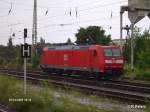 185 008-0 rollt solo von der Oderbr�cke komment in Frankfurt/Oder ein.11.07.07
