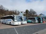 Mercedes Tourismo von Spa Travel GmbH und Mercedes Tourismo von Schmidt und VDL Bova Futura von Hülser und Setra 416 HDH von Numssen und Setra 415 GT-HD von Reisering Hamburg aus Deutschland im