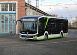 Der MAN Lion´s E am 13.12.2024 auf dem Betriebshof der Rostocker Straenbahn AG.