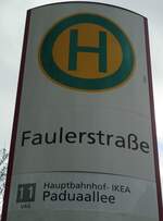 (131'574) - VAG-Haltestellenschild - Freiburg, Faulerstrasse - am 11.