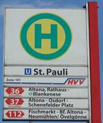 (204'964) - HVV-Haltestellenschild - Hamburg, St.