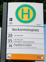 (289'179) - VRN-Haltestellenschild - Heidelberg, Neckarm�nzplatz - am 22.