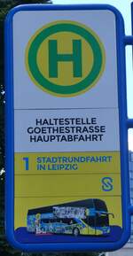 (264'469) - STADTRUNDFAHRT IN LEIPZIG-Haltestellenschild - Leipzig, Goehtestrasse - am 9. Juli 2024