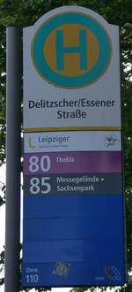 leipzig/855545/264542---leipziger-verkehrsbetrieb-haltestelle---leipzig (264'542) - Leipziger Verkehrsbetrieb-Haltestelle - Leipzig, Delitzscher/Essener Strasse - am 10. Juli 2024