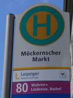 (264'674) - Leipziger Verkehrsbetriebe-Haltestellenschild - Leipzig, Mckernscher Markt - am 11.