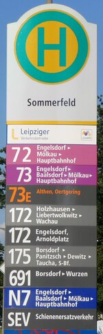 (264'758) - Leipziger Verkehrsbetriebe-Haltestellenschild - Leipzig, Sommerfeld - am 11.