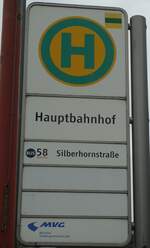 (128'584) - MVG-Haltestellenschild - Mnchen, Hauptbahnhof - am 11.