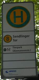 (261'287) - MVG-Haltestellenschild - Mnchen, Sendlinger Tor - am 13.