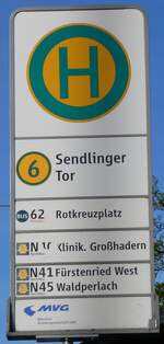 (261'293) - MVG-Haltestellenschild - Mnchen, Sendlinger Tor - am 14. April 2024