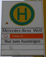 (186'497) - SSB/VVS-Haltestellenschild - Stuttgart, Mercedes-Benz Welt - am 12. November 2017