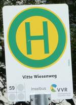 (254'642) - Inselbus/VVR-Haltestellenschild - Vitte, Wiesenweg - am 2. September 2023
