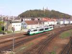 Ein VT f�hrt in Schwandorf ein auf dme Weg nach Hof.