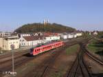Ein 612er verl�sst Schwandorf mit RE Regensburg.