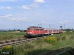 110 497-5 zieht bei Stephansposching den RE 4252 Radlzug Passau-Regensburg  08.08.09  